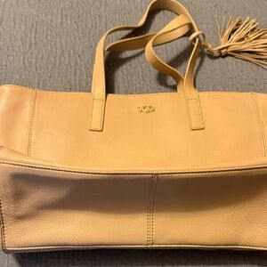 UGG Cream Leather Tote with Tassel